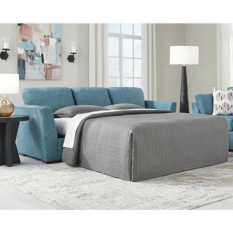 Signature Design by Ashley Keerwick Teal Queen Sofa Bed - Dimensions: 94" W x 41" D x 39" H 1