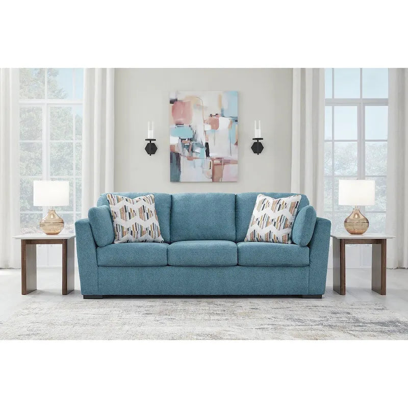 Signature Design by Ashley Keerwick Teal Queen Sofa Bed - Dimensions: 94" W x 41" D x 39" H 6