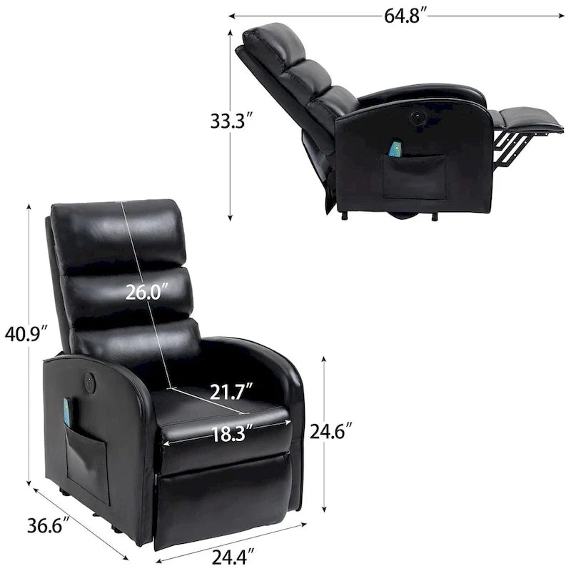 AVAWING Contemporary Electric Recliner with Power Lift and Massage Features 5