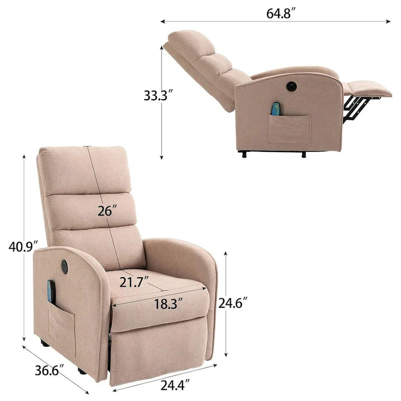 AVAWING Contemporary Electric Recliner with Power Lift and Massage Features 13