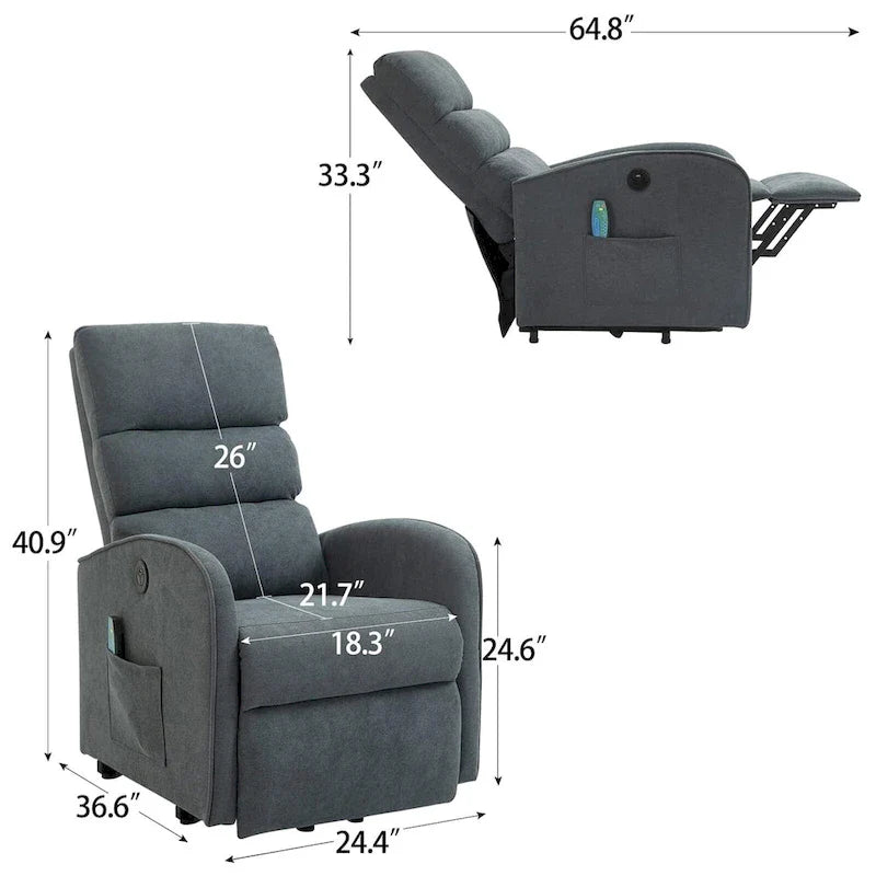 AVAWING Contemporary Electric Recliner with Power Lift and Massage Features 20