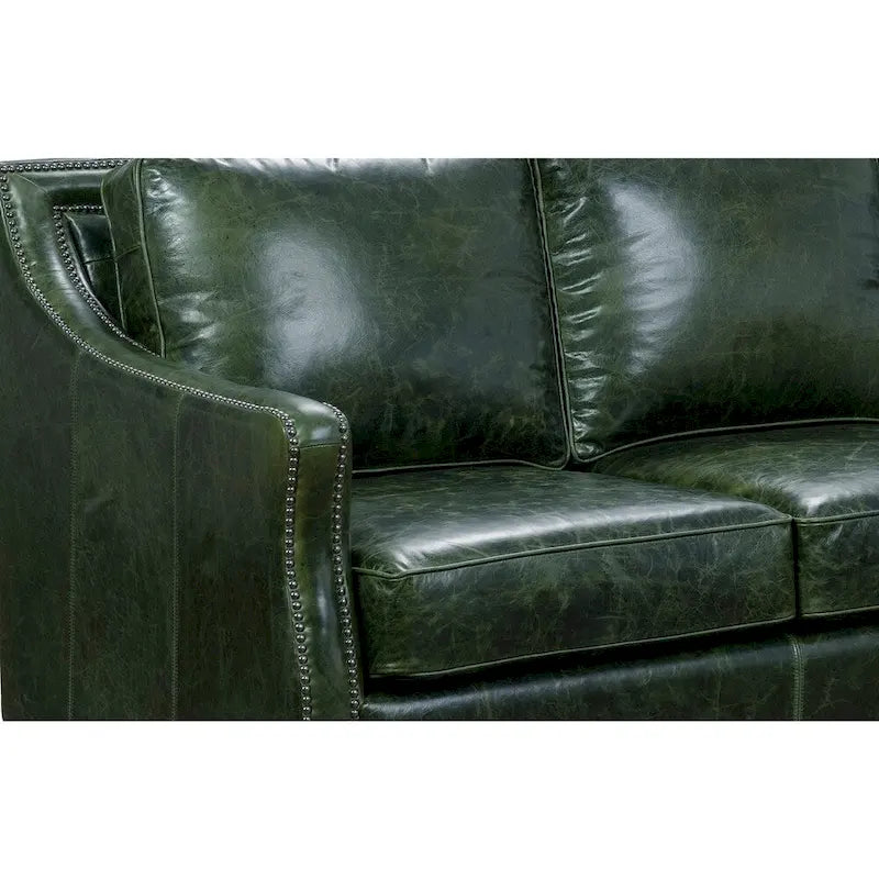 Vintage Essex Distressed Green Top Grain Leather Sofa 5