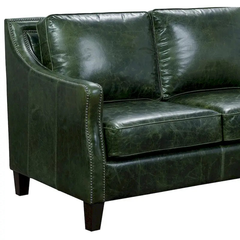 Vintage Essex Distressed Green Top Grain Leather Sofa 6