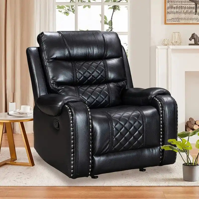 Spacious Faux Leather American-Style Recliner Chair for Living Room 37