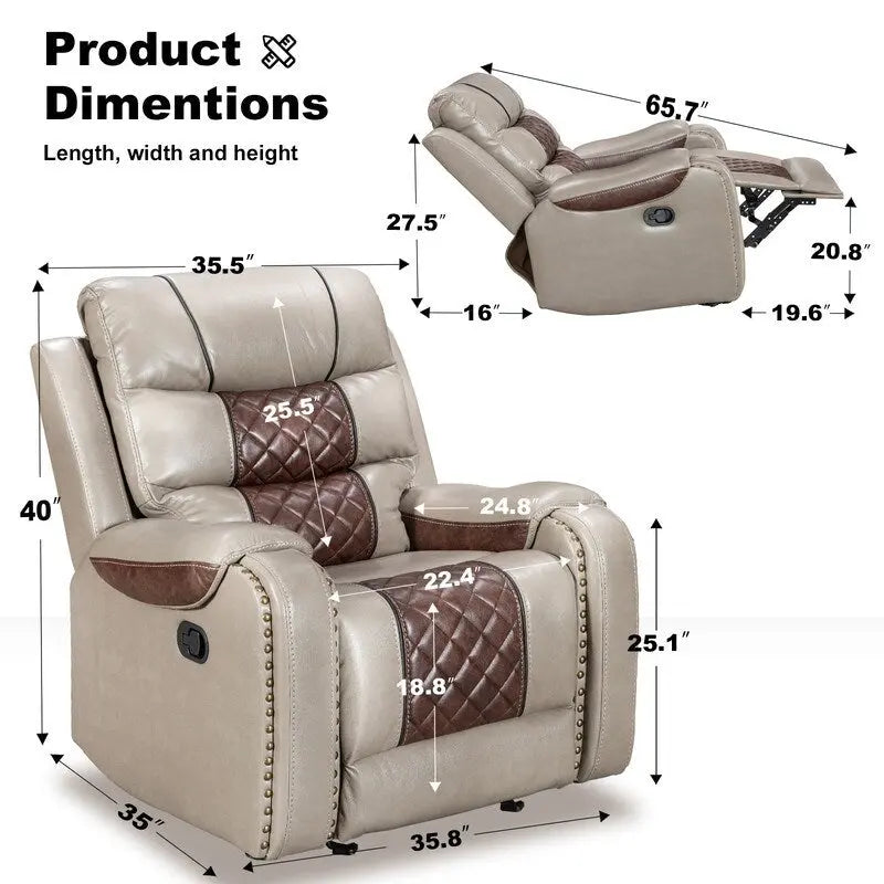 Spacious Faux Leather American-Style Recliner Chair for Living Room 2