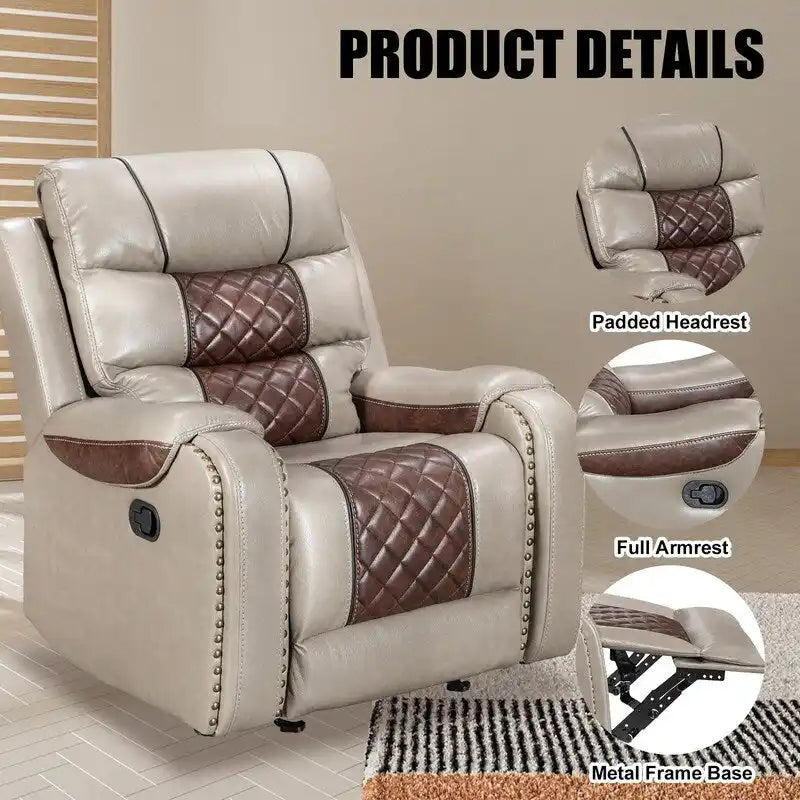 Spacious Faux Leather American-Style Recliner Chair for Living Room 4