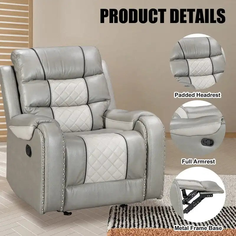 Spacious Faux Leather American-Style Recliner Chair for Living Room 11