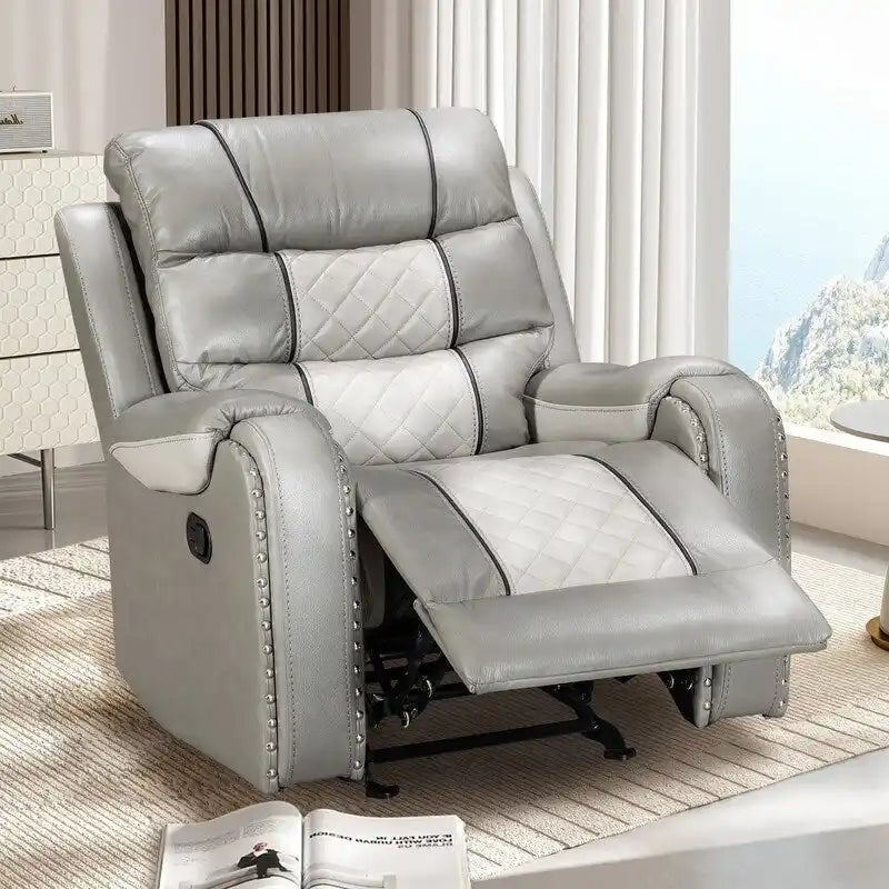 Spacious Faux Leather American-Style Recliner Chair for Living Room 13
