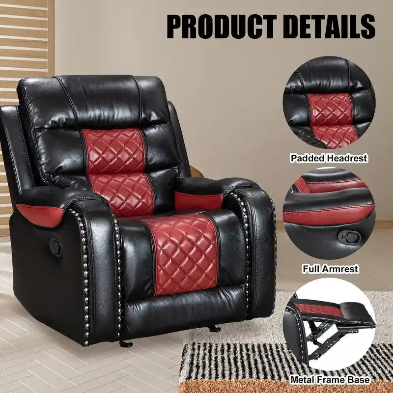 Spacious Faux Leather American-Style Recliner Chair for Living Room 18