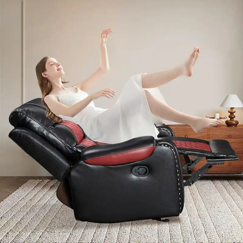 Spacious Faux Leather American-Style Recliner Chair for Living Room 21