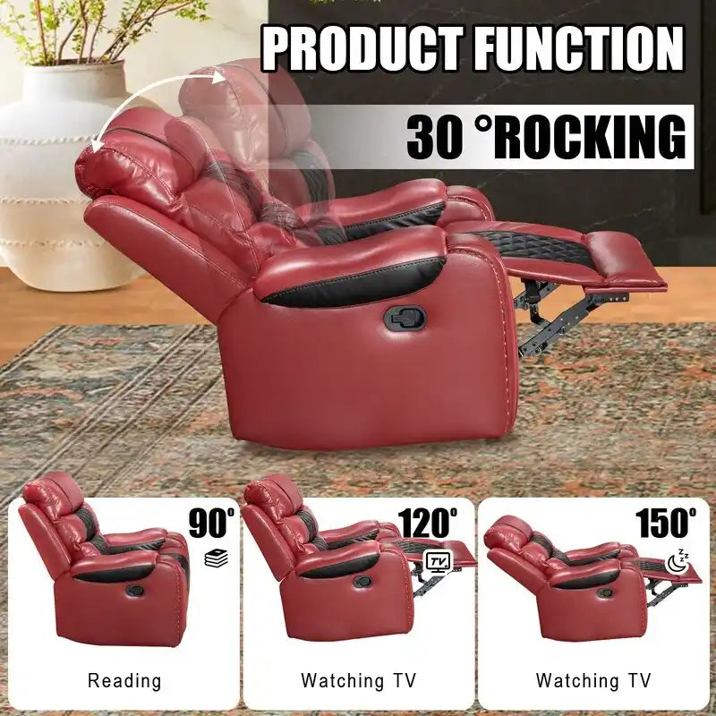 Spacious Faux Leather American-Style Recliner Chair for Living Room 24
