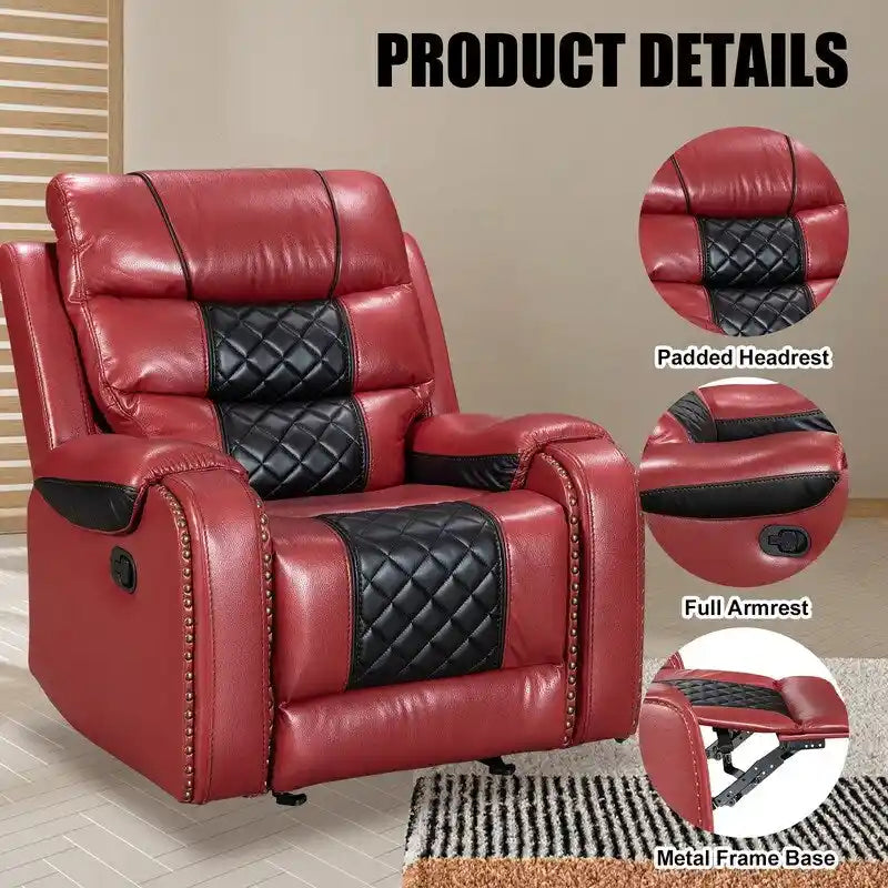 Spacious Faux Leather American-Style Recliner Chair for Living Room 25