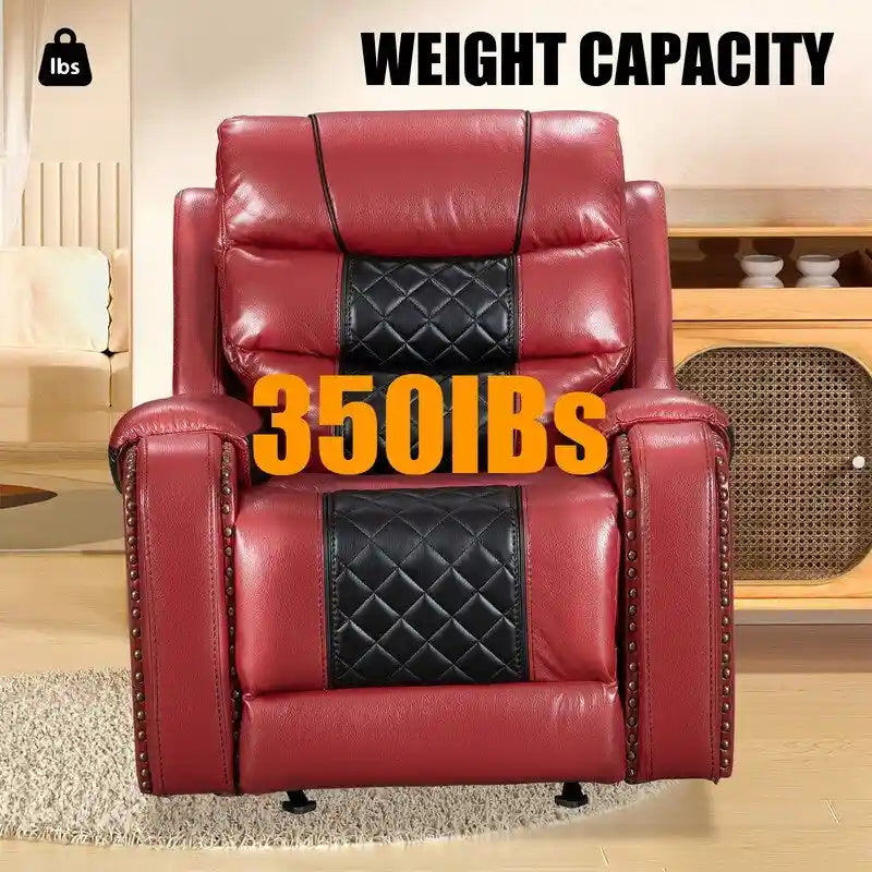Spacious Faux Leather American-Style Recliner Chair for Living Room 26