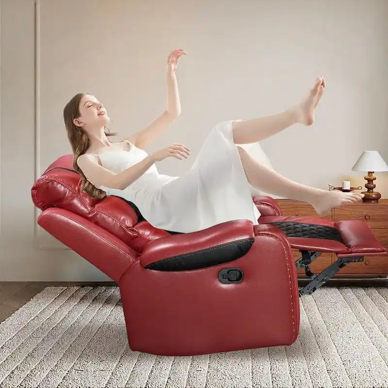 Spacious Faux Leather American-Style Recliner Chair for Living Room 28