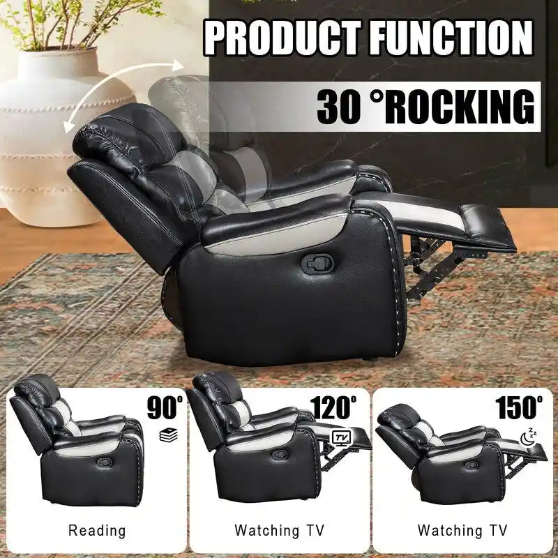Spacious Faux Leather American-Style Recliner Chair for Living Room 31