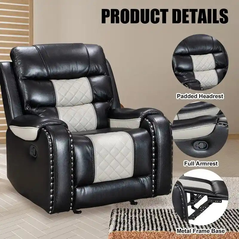 Spacious Faux Leather American-Style Recliner Chair for Living Room 32
