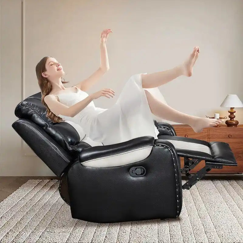 Spacious Faux Leather American-Style Recliner Chair for Living Room 35