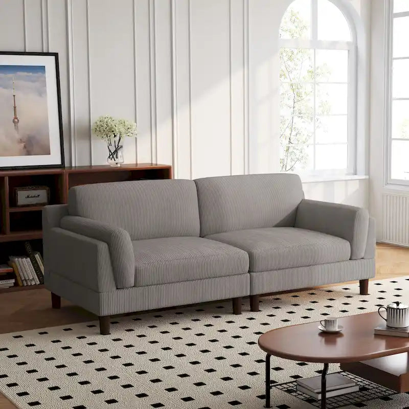 90-Inch Oversized Corduroy Sofa for Living Room with Reversible Cushions 40