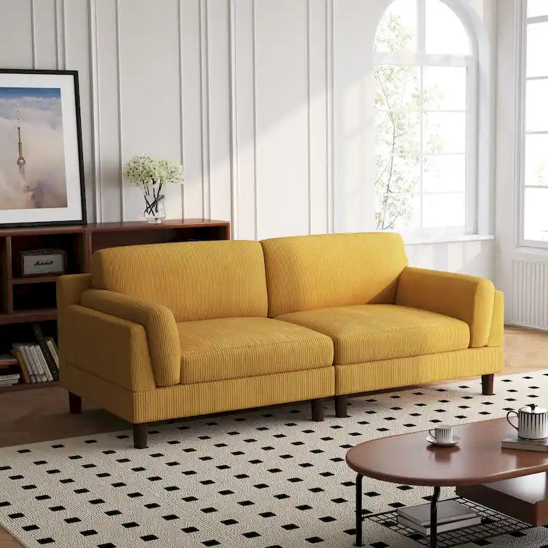 90-Inch Oversized Corduroy Sofa for Living Room with Reversible Cushions 42