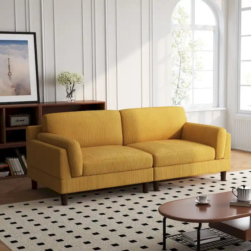 90-Inch Oversized Corduroy Sofa for Living Room with Reversible Cushions 1