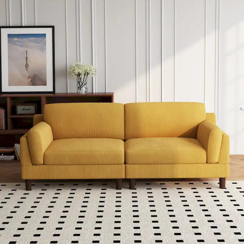 90-Inch Oversized Corduroy Sofa for Living Room with Reversible Cushions 2