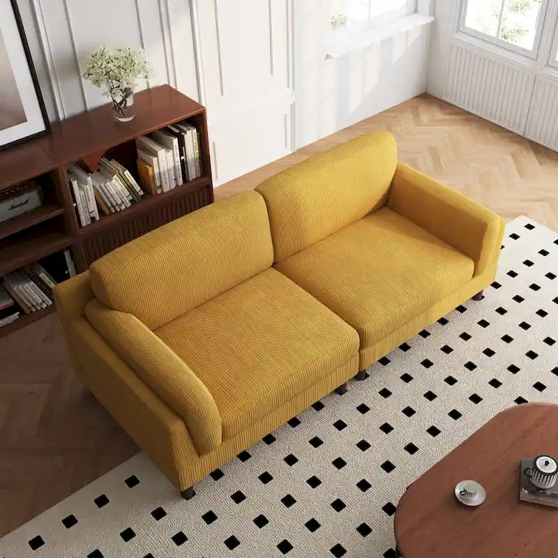 90-Inch Oversized Corduroy Sofa for Living Room with Reversible Cushions 3