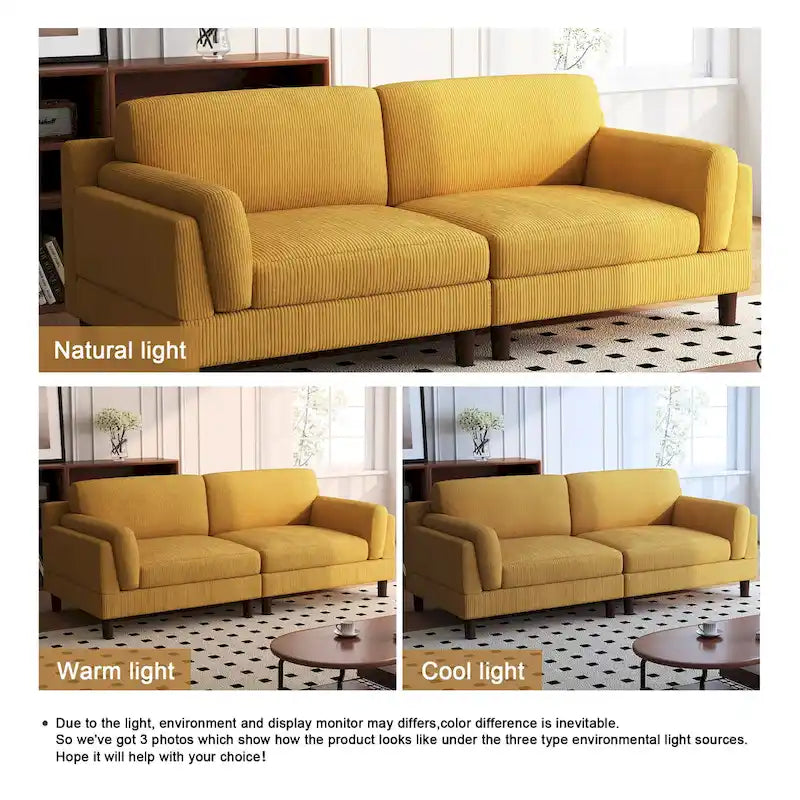 90-Inch Oversized Corduroy Sofa for Living Room with Reversible Cushions 6