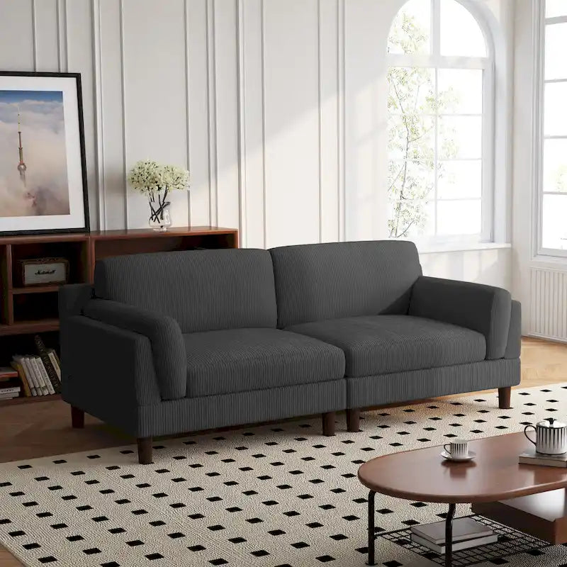 90-Inch Oversized Corduroy Sofa for Living Room with Reversible Cushions 11