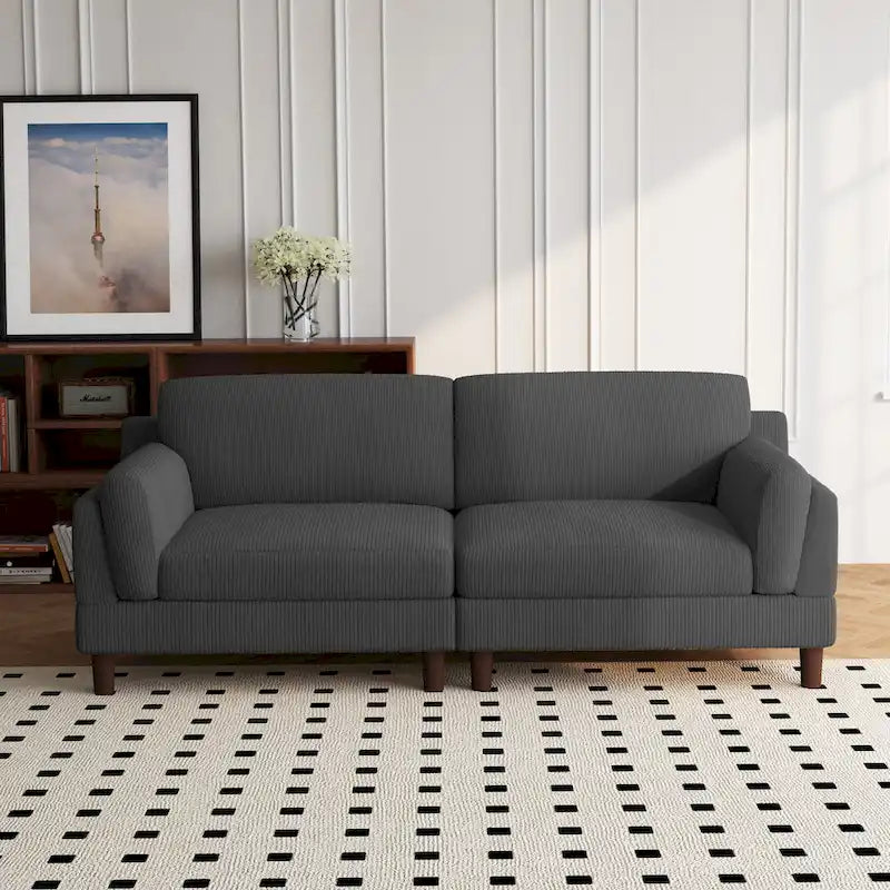 90-Inch Oversized Corduroy Sofa for Living Room with Reversible Cushions 12