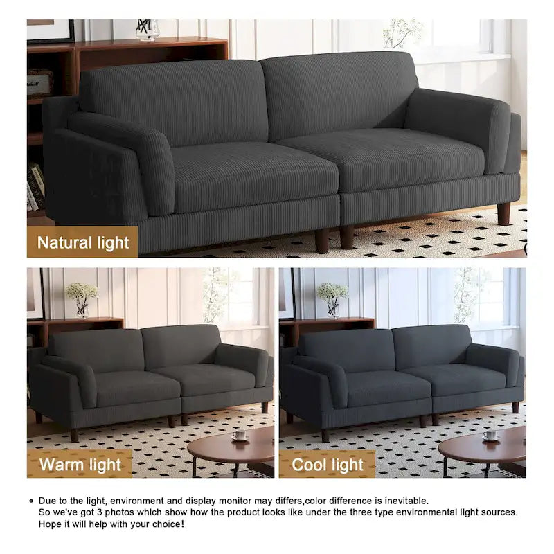 90-Inch Oversized Corduroy Sofa for Living Room with Reversible Cushions 14