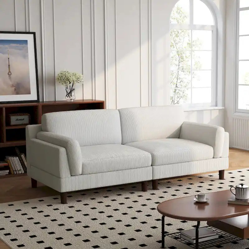 90-Inch Oversized Corduroy Sofa for Living Room with Reversible Cushions 18