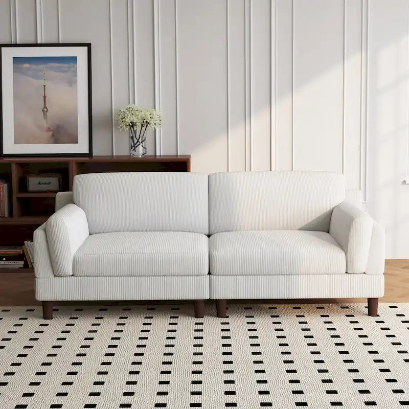 90-Inch Oversized Corduroy Sofa for Living Room with Reversible Cushions 19
