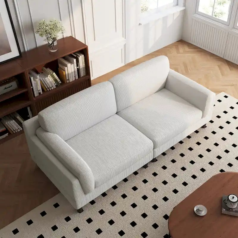 90-Inch Oversized Corduroy Sofa for Living Room with Reversible Cushions 20