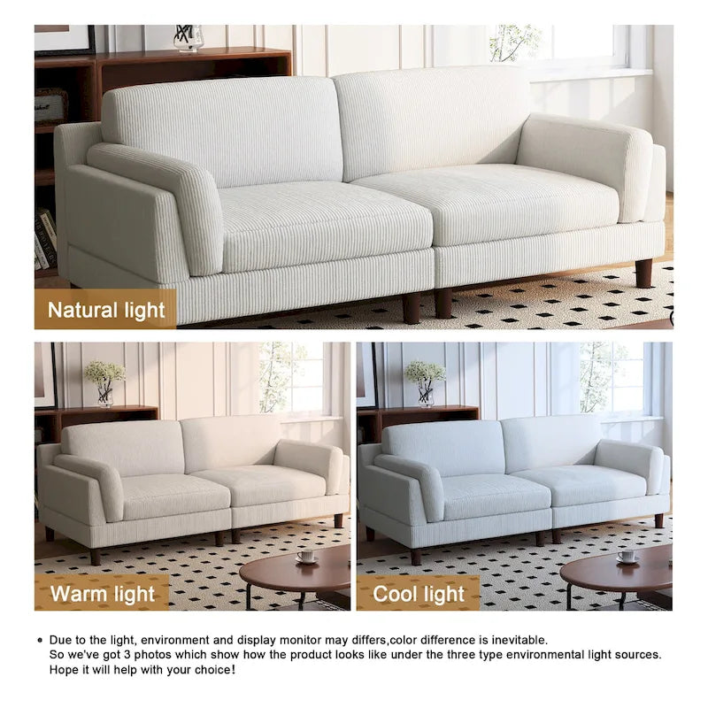 90-Inch Oversized Corduroy Sofa for Living Room with Reversible Cushions 21