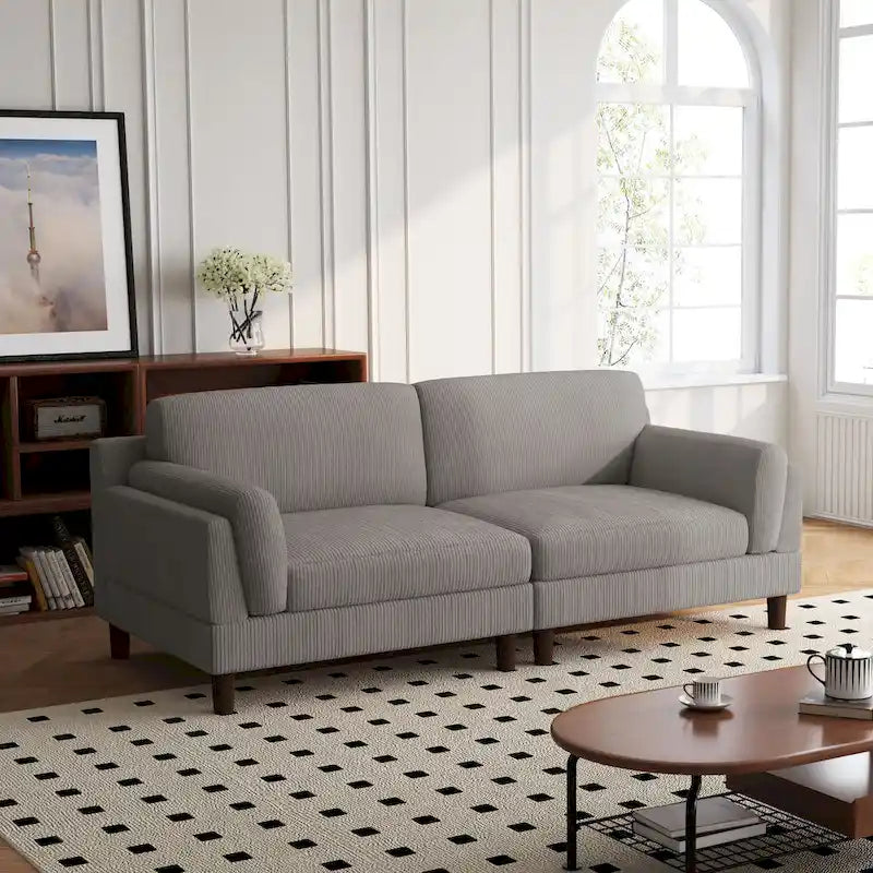 90-Inch Oversized Corduroy Sofa for Living Room with Reversible Cushions 25