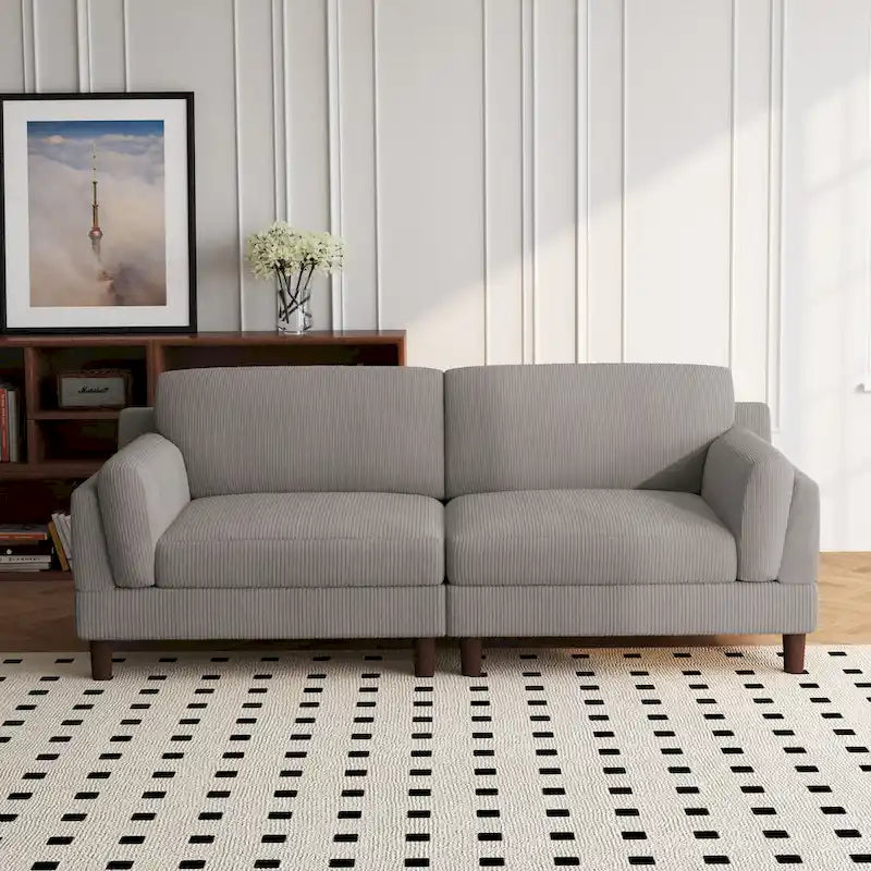 90-Inch Oversized Corduroy Sofa for Living Room with Reversible Cushions 26