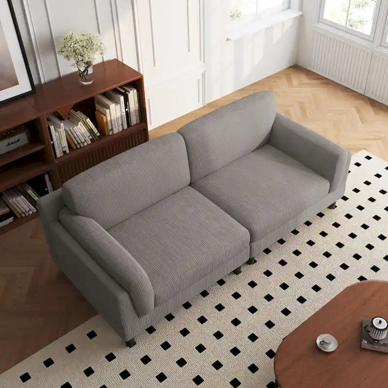 90-Inch Oversized Corduroy Sofa for Living Room with Reversible Cushions 27