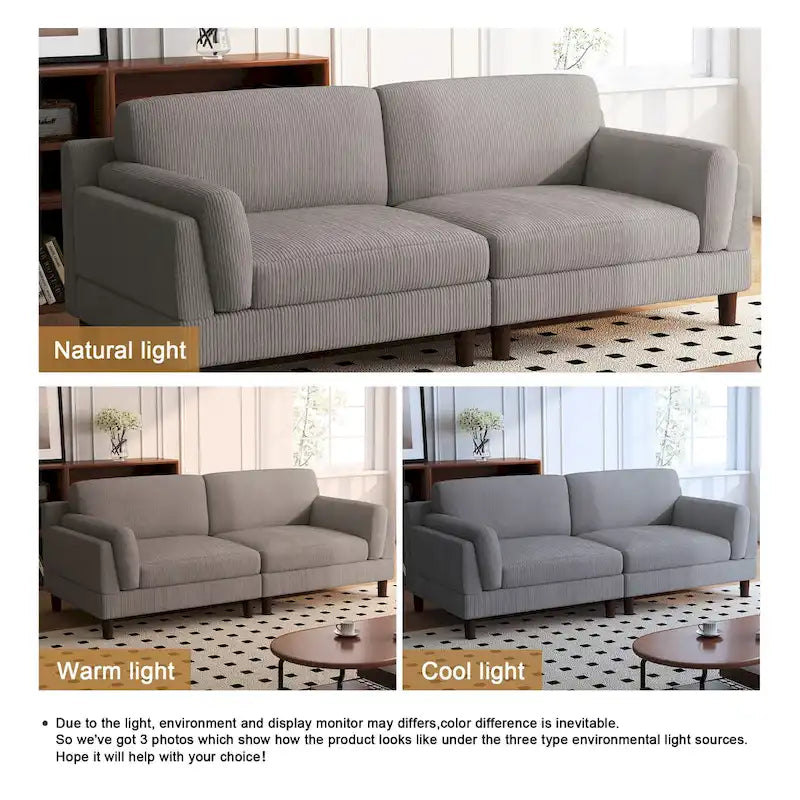 90-Inch Oversized Corduroy Sofa for Living Room with Reversible Cushions 28