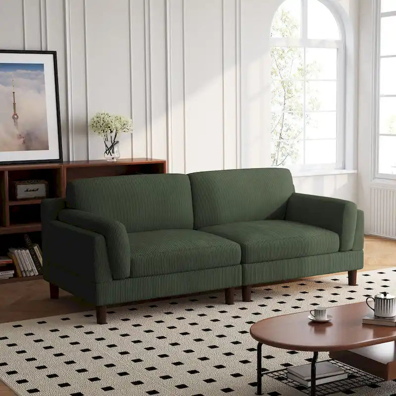 90-Inch Oversized Corduroy Sofa for Living Room with Reversible Cushions 32
