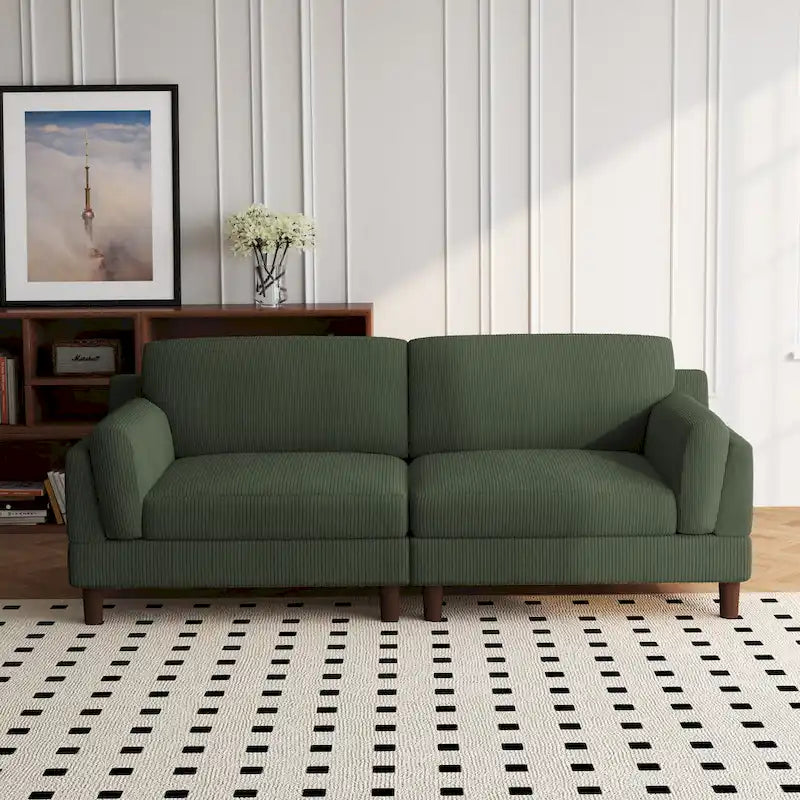 90-Inch Oversized Corduroy Sofa for Living Room with Reversible Cushions 33