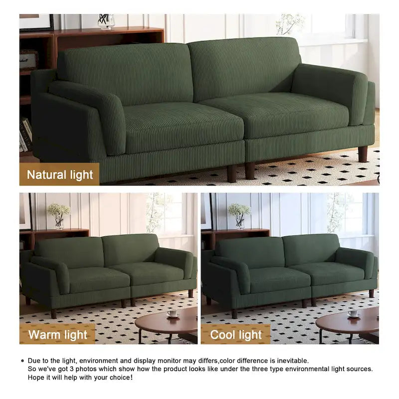 90-Inch Oversized Corduroy Sofa for Living Room with Reversible Cushions 35