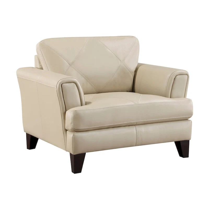 Lisa 38-Inch Cream Top Grain and Split Leather Accent Chair with Solid Wood Frame 1
