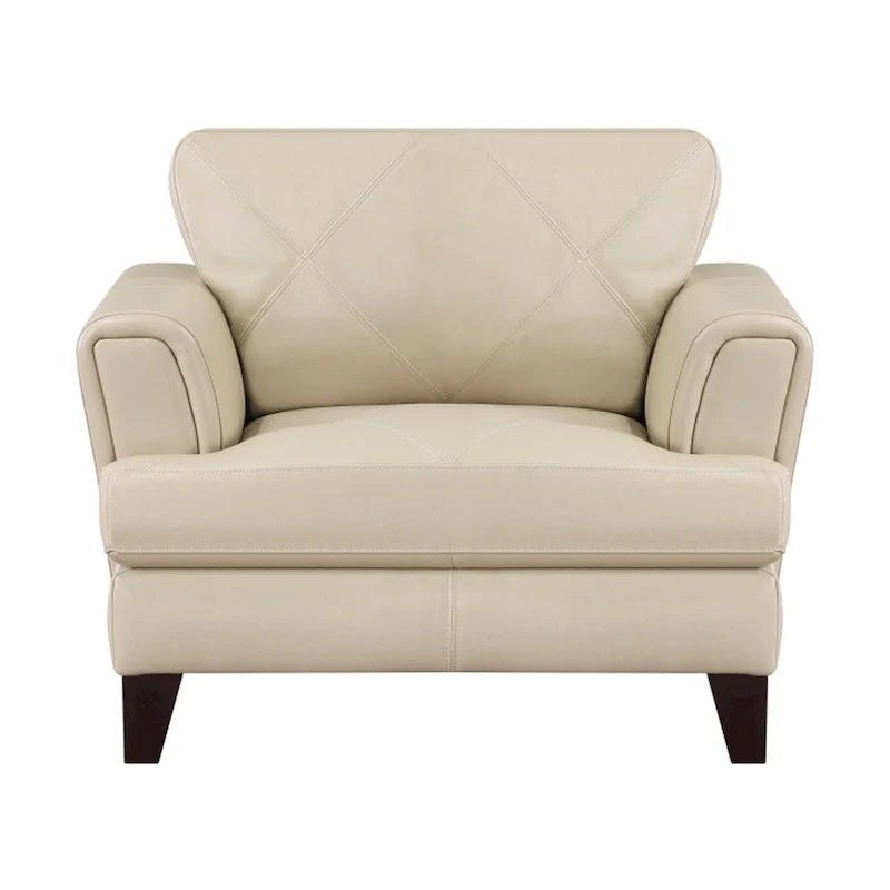 Lisa 38-Inch Cream Top Grain and Split Leather Accent Chair with Solid Wood Frame 2