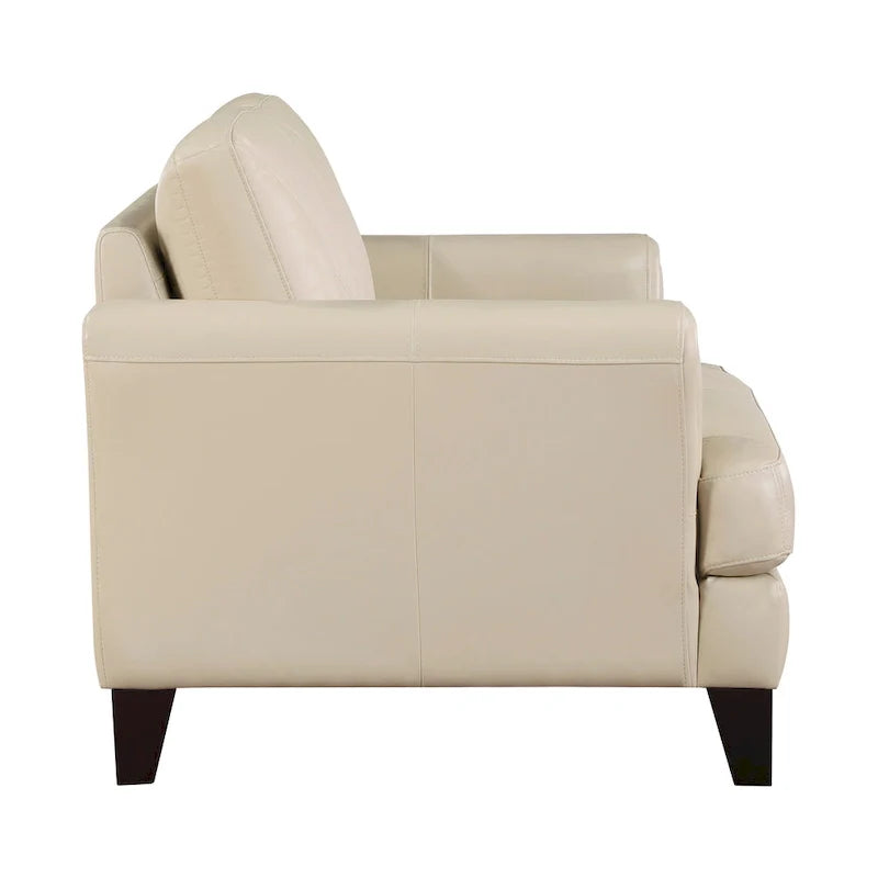 Lisa 38-Inch Cream Top Grain and Split Leather Accent Chair with Solid Wood Frame 3