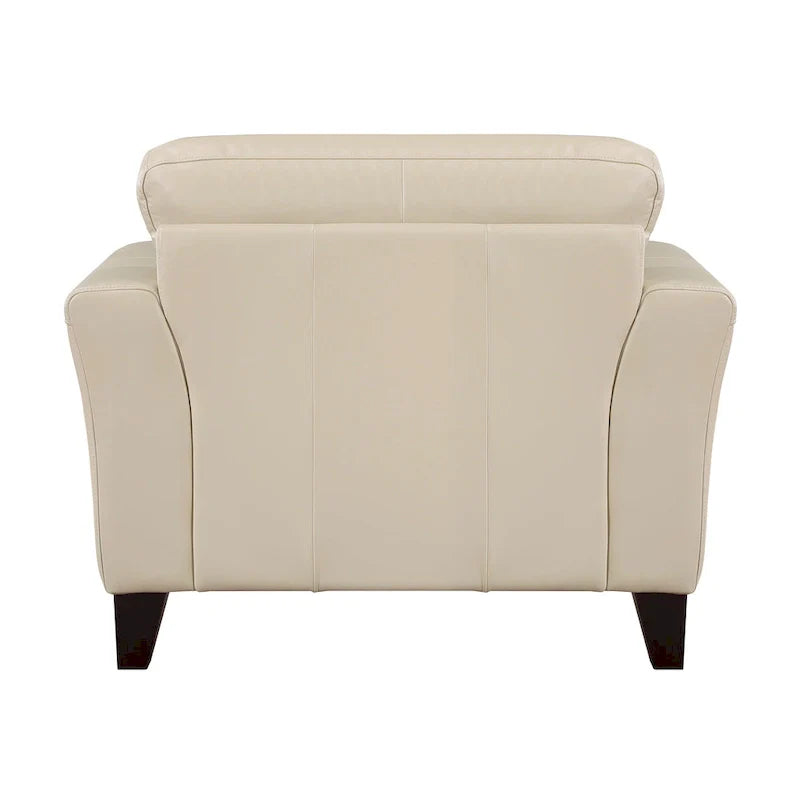 Lisa 38-Inch Cream Top Grain and Split Leather Accent Chair with Solid Wood Frame 4
