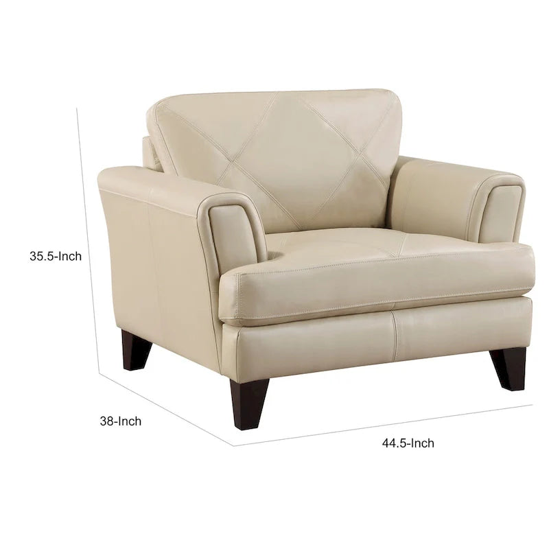 Lisa 38-Inch Cream Top Grain and Split Leather Accent Chair with Solid Wood Frame 5