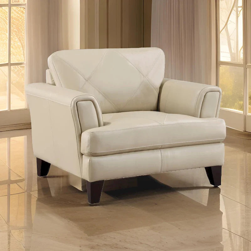 Lisa 38-Inch Cream Top Grain and Split Leather Accent Chair with Solid Wood Frame 6