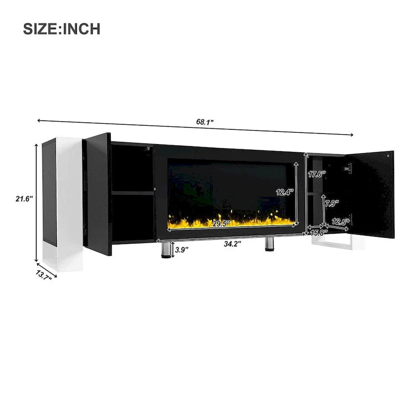 Contemporary TV Stand with Electric Fireplace - Fits TVs Up to 78 Inches 22