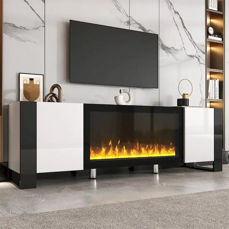Contemporary TV Stand with Electric Fireplace - Fits TVs Up to 78 Inches 4