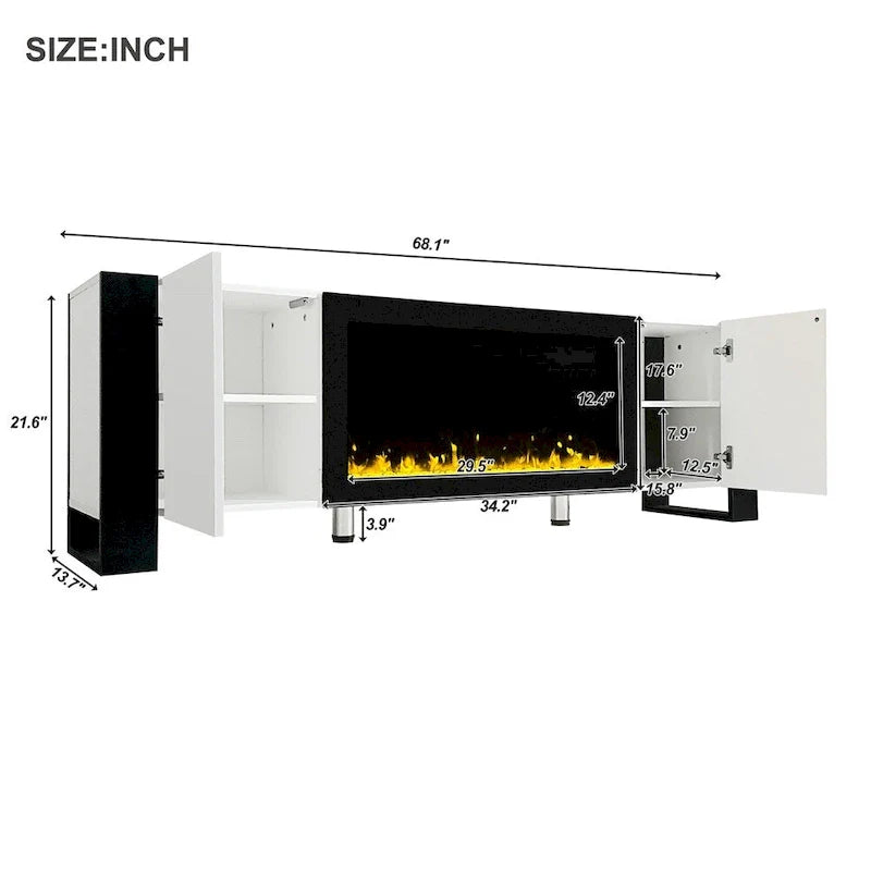 Contemporary TV Stand with Electric Fireplace - Fits TVs Up to 78 Inches 5
